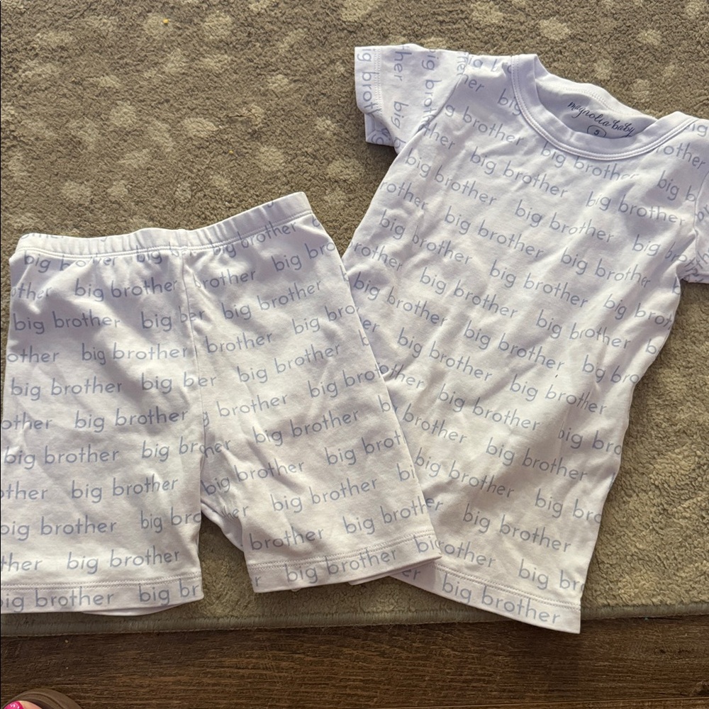 Big Brother Kids Pajama Set - White and Blue